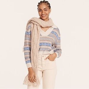 J. Crew Fair Isle Johnny Collar Vneck Sweater Size XS
